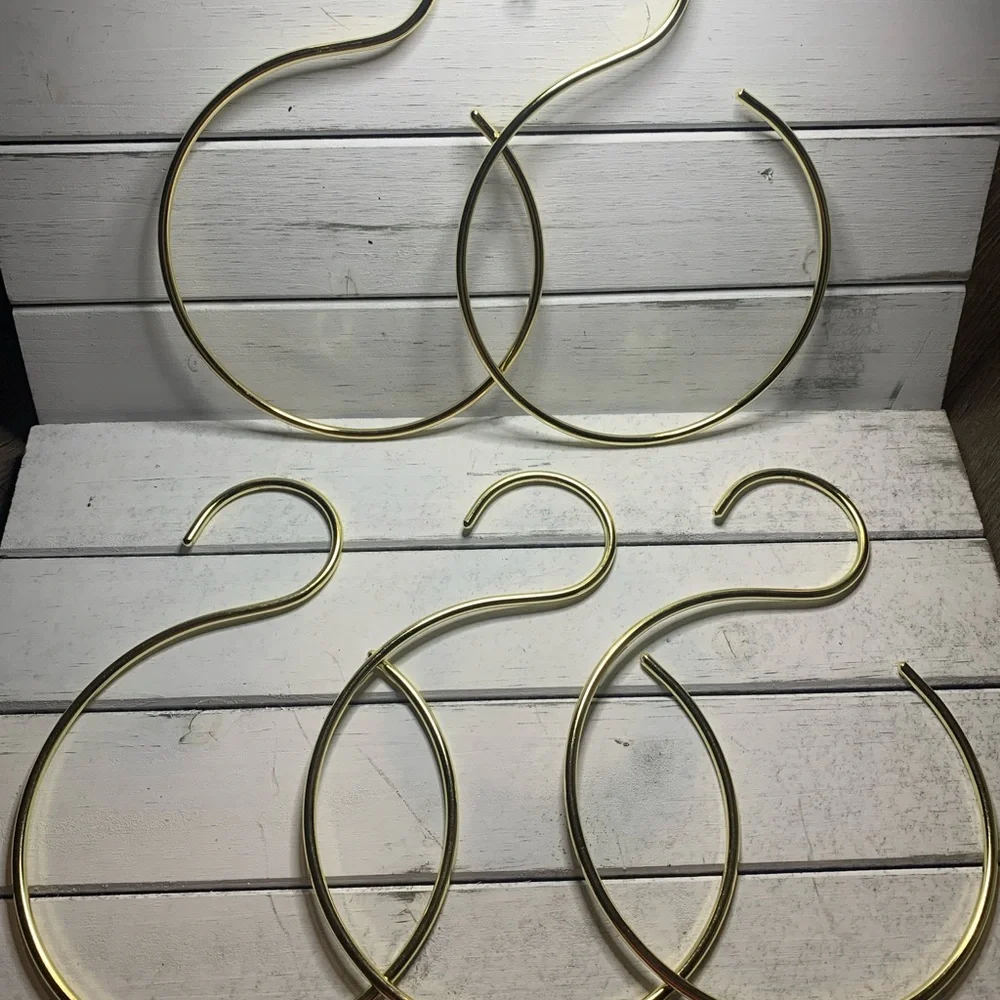 2 Gold Metal Accessories Hanger, Large s hook for scarfs, ties, scrunchies, hats